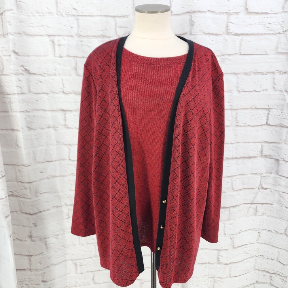 Alfred Dunner‎ Cardigan Twin Set USA Sweater Knit Church Work Office Size 24W